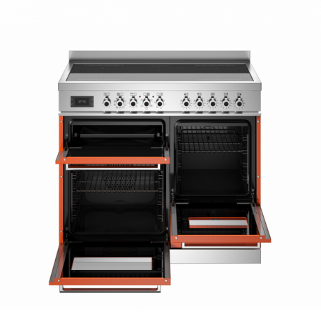 BERTAZZONI PRO10 5I 3E AR T Κουζίνα Ηλεκτρική με 3 Φούρνους και Επαγωγικές Εστίες 100cm Πορτοκαλί